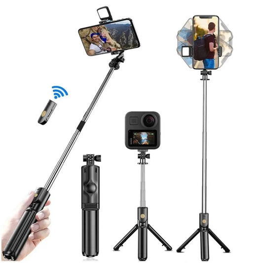 Wireless Selfie Stick Tripod Stand with Light Bluetooth Remote Extendable Tripod for iPhone Mobile Phone Tiktok Live Streaming - Farefe