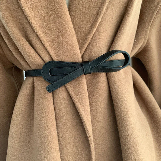Thin Knot Belts for Women Belt Lady Waistband Soft PU Leather Belt Black Coffee Straps Wild Long Dress Coat Accessories Luxury