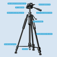 Phone Tripod Stand 55" 140CM Aluminum with Quick Plates Mount for Canon Nikon DSLR SLR Digital Camera