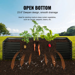 VEVOR Large Metal Raised Planter Box Garden Bed Kit for Vegetables Flowers and Herbs with Open Bottom - Farefe