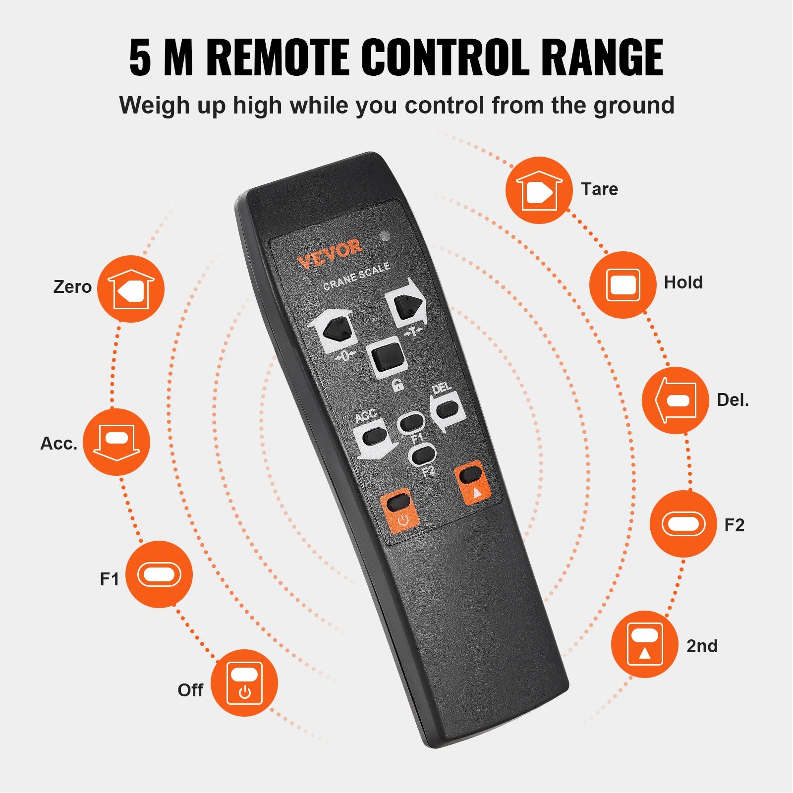 VEVOR 1000/3000/5000 kg Digital Crane Scale with Remote Control LED Screen - Farefe