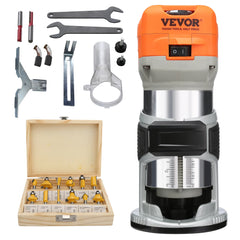 VEVOR Wood Router 1.25HP 800W Compact Wood Trimmer Combo Tool 30000RPM 6-Speed for DIY Woodworking - Farefe