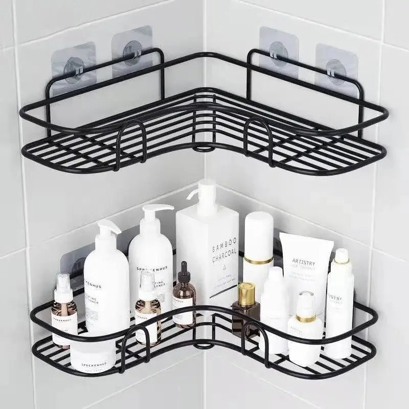 Bathroom Metal Shelves No-Drill Bathroom Organizer Cleaning Supplies Organizer - Farefe