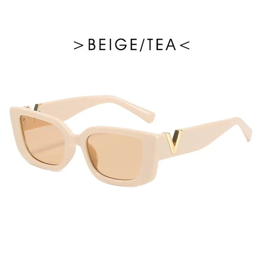 Fashion Cat Eye Sunglasses | Luxury V Sun Glasses for Women | Classic Rectangle Driving Eyewear - Farefe