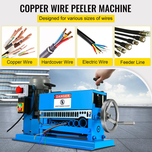 VEVOR Electric Wire Stripping Machine 370W 1.5mm-38mm Cable Stripper W/ 11 Channels & 10 Blades - Farefe