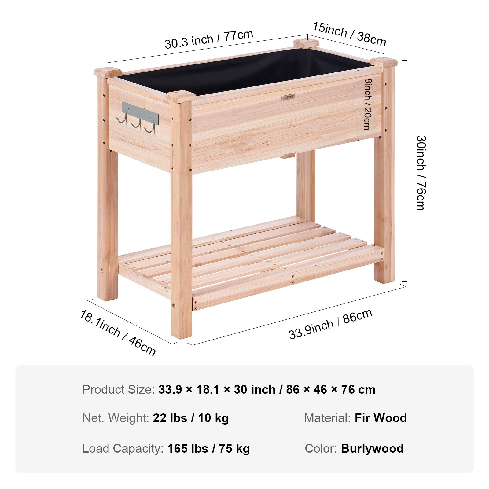 VEVOR Wooden Raised Garden Bed Planter Box with Kit and Drainage System - Farefe