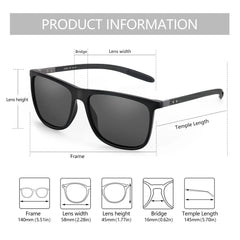 Ultimate Men's Square Polarized Sunglasses - Lightweight Carbon Fiber for Driving, Fishing, Golf & More!