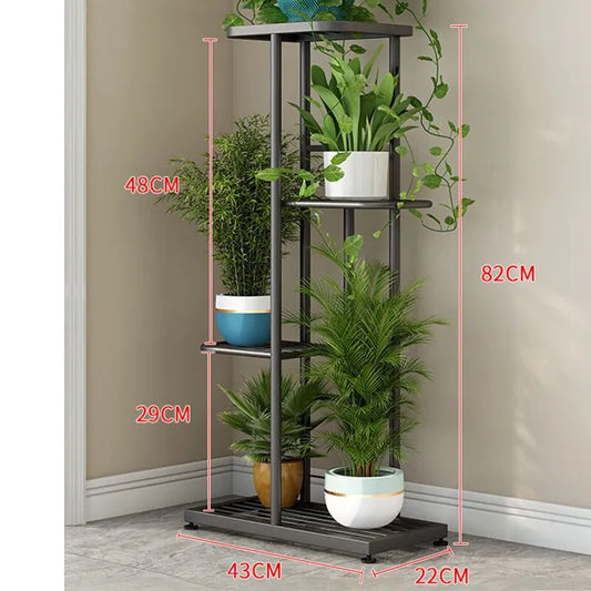 Plant Support Metal 5-Layer Display Rack for 6 Potted Plants - Indoor/Outdoor Flower Pot Stand - Courtyard Garden - Farefe