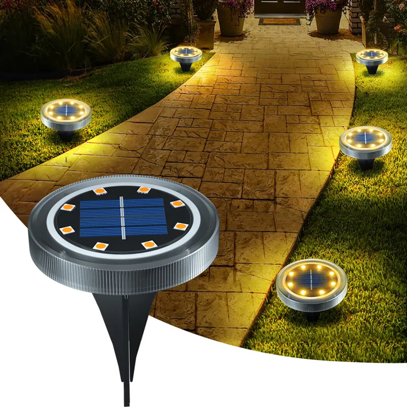 Solar Powered Ground Lights for Garden Path Lighting - IP65 Waterproof LED Disk Lights - Farefe