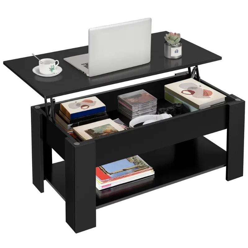 Modern Lift Top Coffee Table with Hidden Compartment & Storage - Farefe