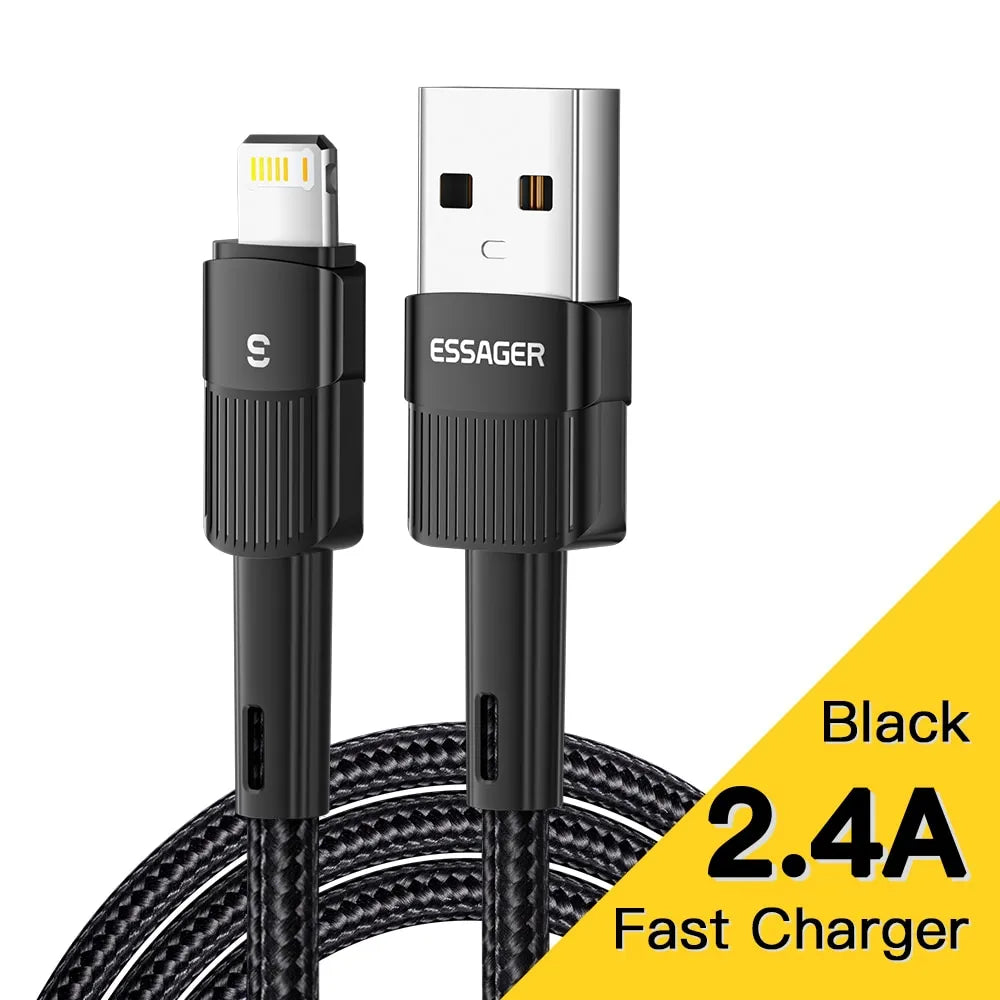 Essager Fast Charging For iPhone Usb Cable 11 12 13 Pro Max Mini Xs Xr X SE 8 7 6 Plus 6s 5 5s 2.4A Wire For iPhone Charger Cord - Farefe