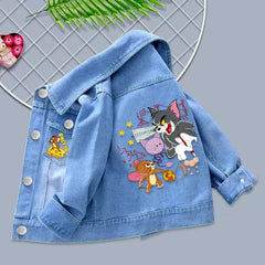 New Cotton Baby Denim Mickey Minnie Mouse Jacket Coat Kids Flower Outerwear 2-9y - Farefe