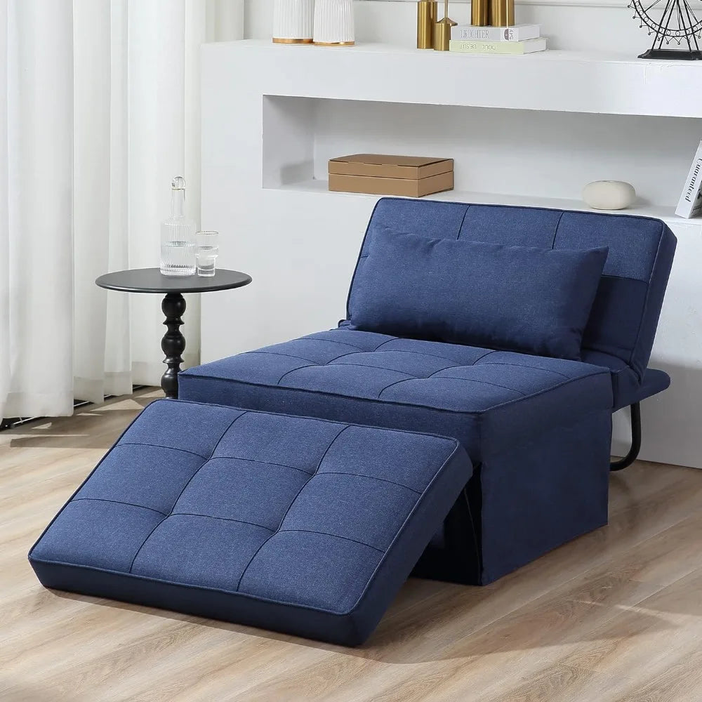 Sofa Bed, 4 in 1 Multi-Function Folding Ottoman Breathable Linen Couch Bed with Adjustable Backrest Modern Convertible Chair - Farefe