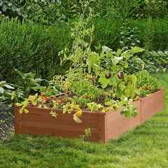 Lacoo Raised Garden Bed Kit - 92x22x9in Wooden Planter Box for Outdoor Patio - Grow Flower, Fruits