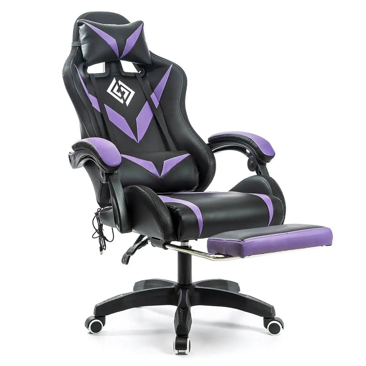 RGB Light Gaming Chair Office Chair with 135° Reclining & Footrest - Ergonomic Swivel Chair with 2 Point Massage - Farefe