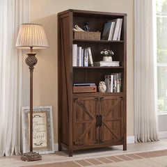 5 Shelf Bookshelf, Bookcase, Pantry Cabinet, Versatile Storage Cabinet with Doors and Adjustable Shelves by OEING - Farefe