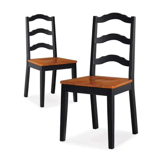 Autumn Lane Ladder Back Dining Chairs, Set of 2, Black and Oak - Farefe