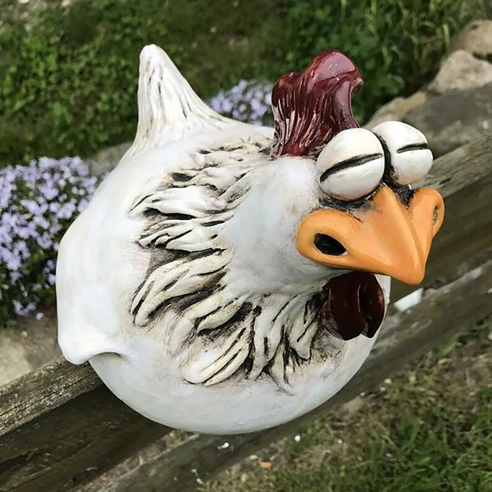 Funny Chicken Fence Decor Statues for Garden Farm Yard Courtyard Housewarming - Farefe