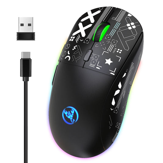 hxsj T90 Wireless RGB Gaming Mouse +10M Keystrokes +3600DPI | 11 Lighting Modes - Farefe