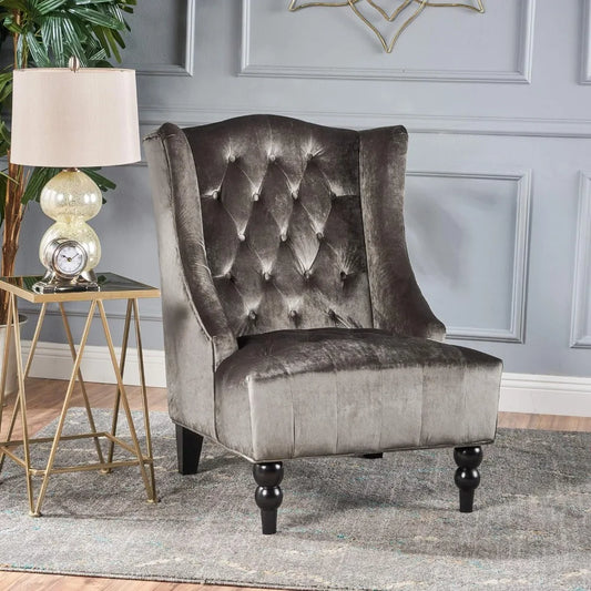 High-Back Velvet Club Chair - Modern Leisure Furniture - Farefe