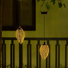 Hanging Solar Lights Water Drop Lights LED Garden lights Metal Hollowed out design lights Waterproof outdoor hanging decoration - Farefe