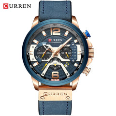 CURREN Military Leather Wrist Watch Fashion Chronograph Men's Sport Watch 48mm - Farefe