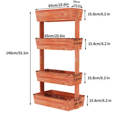 4-Tier Raised Garden Bed, Vertical Flower Pots Rack with Detachable Ladder - Farefe