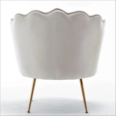 Cavett 28.3" Wide Velvet Barrel Chair with Gold Metal Legs, Ivory