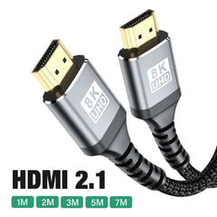 HDMI 8K Cable 8K/60Hz 4K/120Hz HMDI 2.1 48Gbps Ultra High Speed HDR For HDTV Splitter Switcher PS5 Ps4 Projector Vision UHD 7M - Farefe