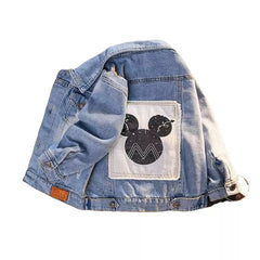 Mickey Denim Jacket For Boys & Girls | Autumn Cartoon Coats | Children's Clothing | Unisex | Heavyweight Denim | Disney - Farefe