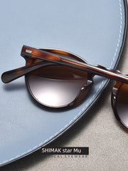 Stylish Retro Round Acetate Frame Sunglasses for Women with Polarized Lens