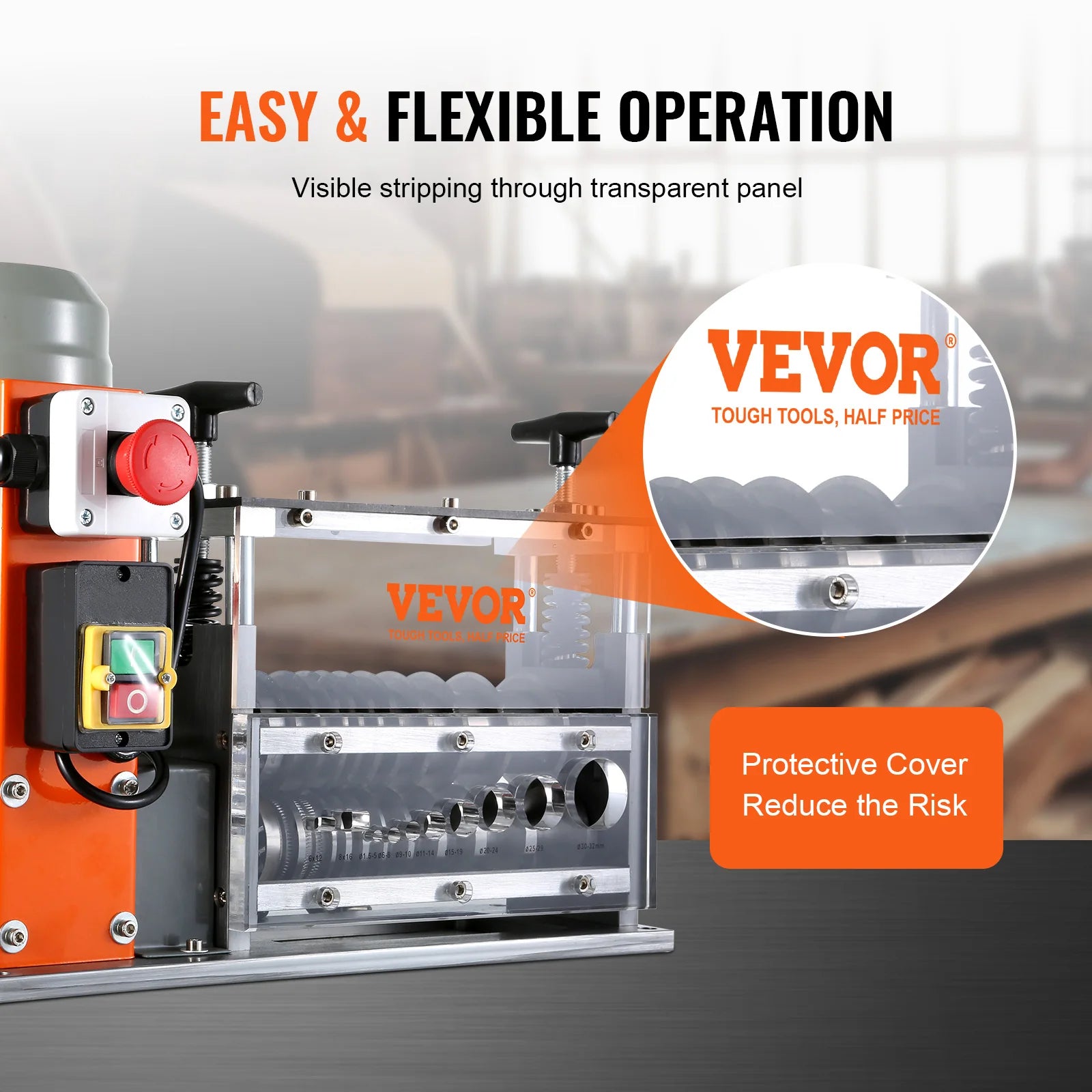 VEVOR Electric Wire Stripping Machine Cable Stripper Peeler 750W 1.5-32mm 10 Channels Aluminum Scrap Copper Recycling - Farefe