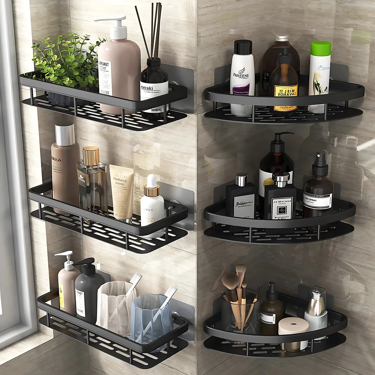 Bathroom Shelf Kitchen Storage Organizer Aluminum Alloy Shampoo Rack Shower Shelf Bathroom Accessories - Farefe