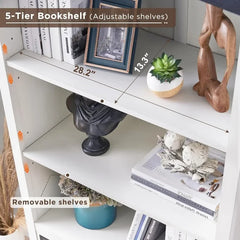 5 Shelf Bookshelf, Bookcase, Pantry Cabinet, Versatile Storage Cabinet with Doors and Adjustable Shelves by OEING - Farefe