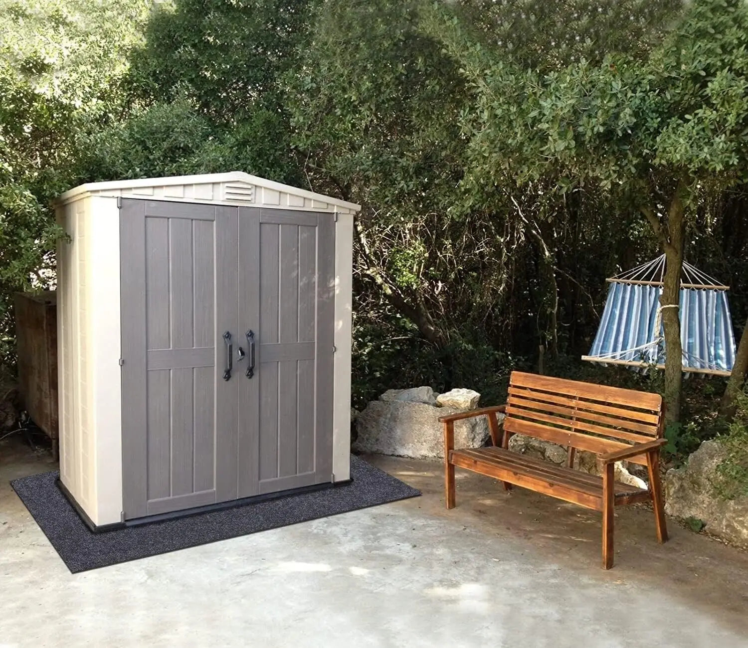 8' x 6' Outdoor Waterproof Storage Shed with Non-Slip Patio Furniture Mat - Farefe