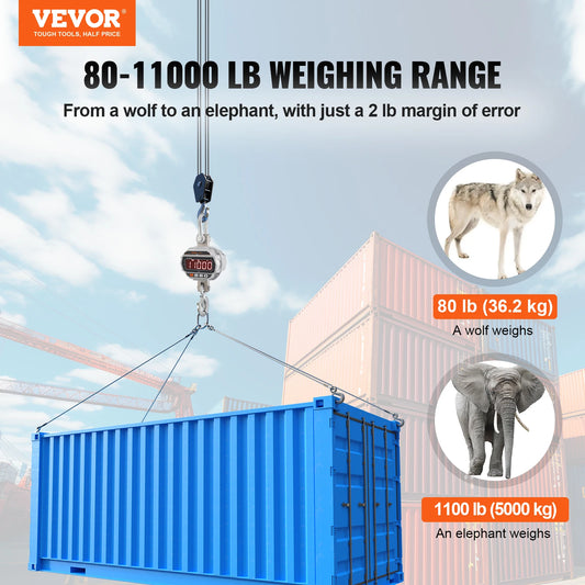 VEVOR 1000/3000/5000 kg Digital Crane Scale with Remote Control LED Screen - Farefe