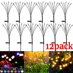 12Pack Outdoor LED Solar Lights - Waterproof Starburst Solar Firefly Lights - Lawn Lamp for Path Landscape Decorative - Farefe