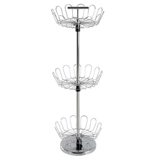 BOUSSAC 3-Tier Revolving Shoe Rack Organizer | 18-Pair | Steel | Adjustable Height | w/ Top Handle - Farefe