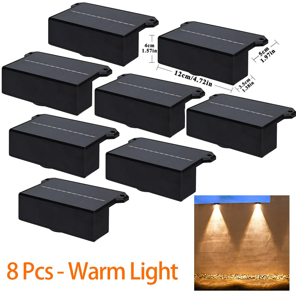 Ultra Bright Solar Outdoor Fence Lights IP65 Waterproof Stair Step Lamp Patio Garden Decoration - Farefe
