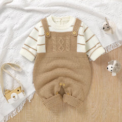 Baby Rompers Knitted Long Sleeve Jumpsuits Autumn Winter Casual Unisex Outerwear 0-18m - Farefe