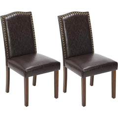 DUMOS Dining Chairs Set of 2, Leather Dining Room Chairs with Nailhead Trim - Farefe