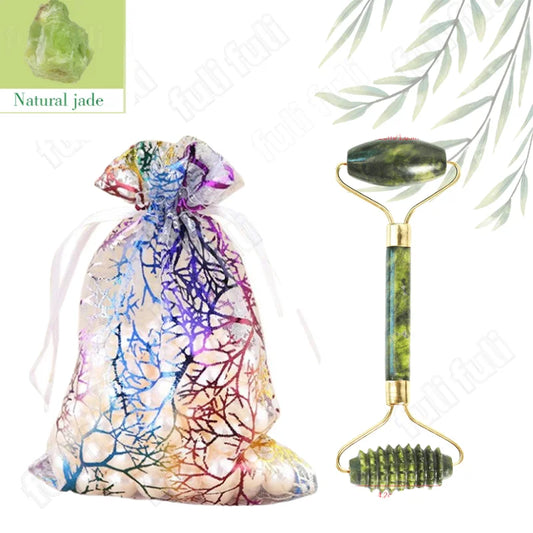 Natural Jade Roller and Gua Sha Set - Anti-wrinkle Facial Beauty Tools - Farefe