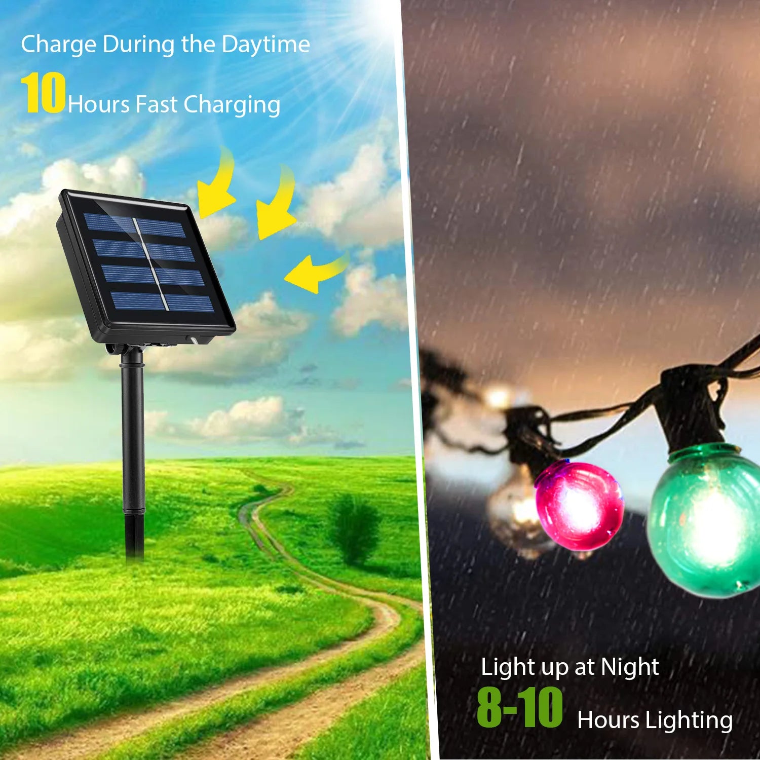 12M 21M G40 LED String Solar Power Outdoor Garland Light Retro Wedding Backyard Decoration - Farefe