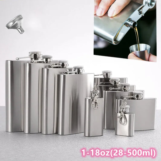 Classic Stainless Steel Hip Flask Set - Perfect for Whiskey, Wine, and Liqueur - Farefe