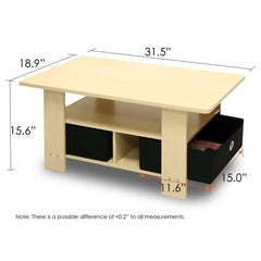Furinno Coffee Table with Bin Drawer, Modern Style, for Home, Made in Mainland China