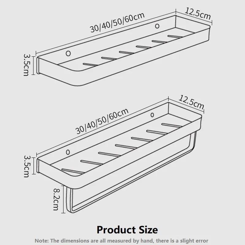 Bathroom Shelf No Drill Shower Storage Rack Corner Shelves Wall Mount Aluminum Black - Farefe