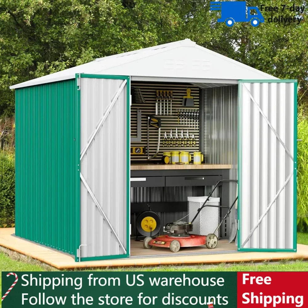 Metal Outdoor Storage Shed, Steel Utility Tool Shed Storage House with Door - Farefe