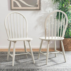 Safavieh Home Camden Farmhouse White and Natural Spindle Back Dining Chair, Set of 2 - Farefe