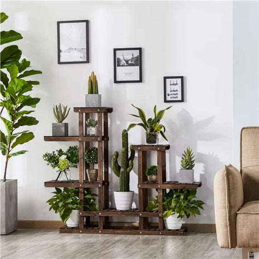 6-Tier 7-Shelf 38" High Wooden Flower and Plant Display Stand - Farefe