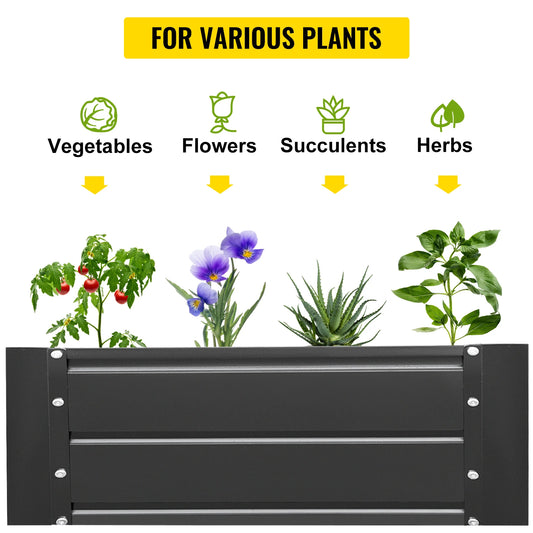 VEVOR Galvanized Steel Raised Garden Bed Planter Box for Vegetables and Herbs Outdoors - Farefe